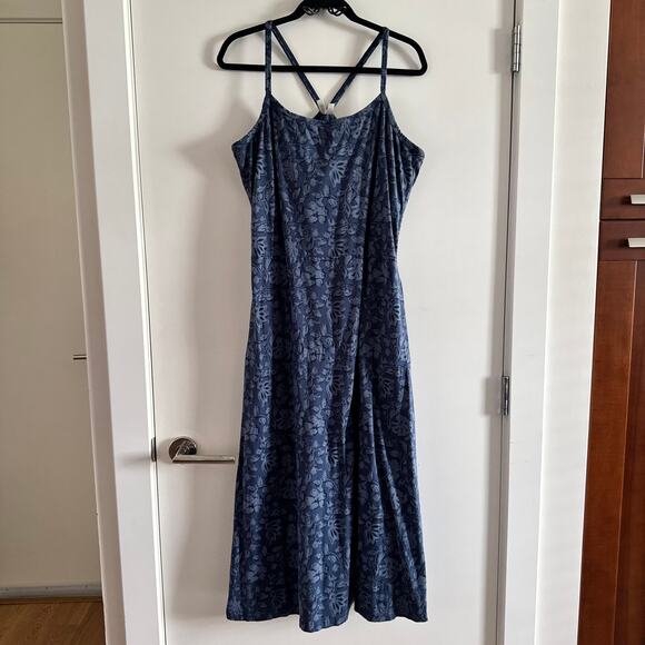 Pact Floral Midi Dress Blue Scoop Neck Pullover Sleeveless Sz 3XL Women's - Picture 5 of 10
